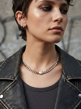 AllSaints Axl 16" Ombre Curb Chain Necklace - Silver & Warm Gold Two-Tone